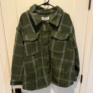 Ava & Viv Green Checkered Jacket